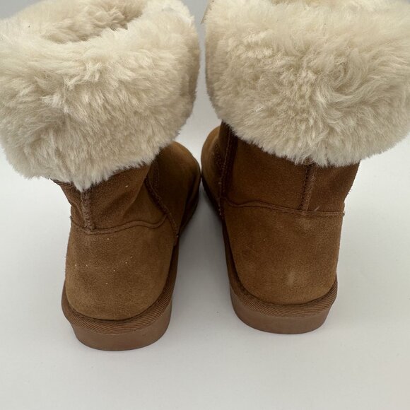 Monroe Fleece Lined Suede Boots Size 9 Womens Tan Slip-On Warm Comfortable - Picture 5 of 7